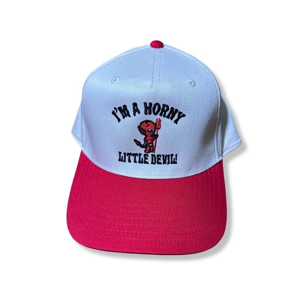 Otto Trucker Hat Mens OSFM White Red Excellent Embroidered Devil Snapback Cap